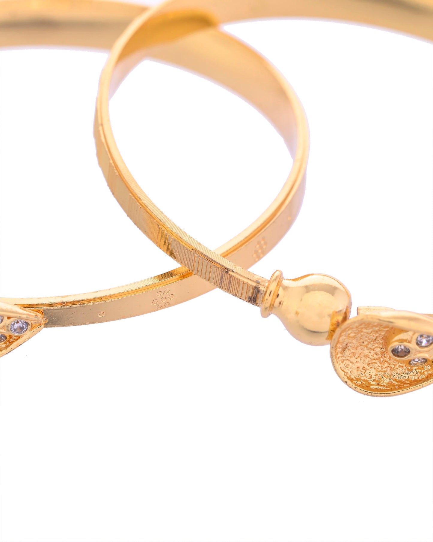 VOJ Set of 2 Gold-Polished Tear Drop Shaped Bangles - Swadesiicart