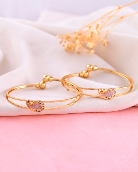 VOJ Set of 2 Gold-Polished AD Stone Studded Classic Bangles - Swadesiicart