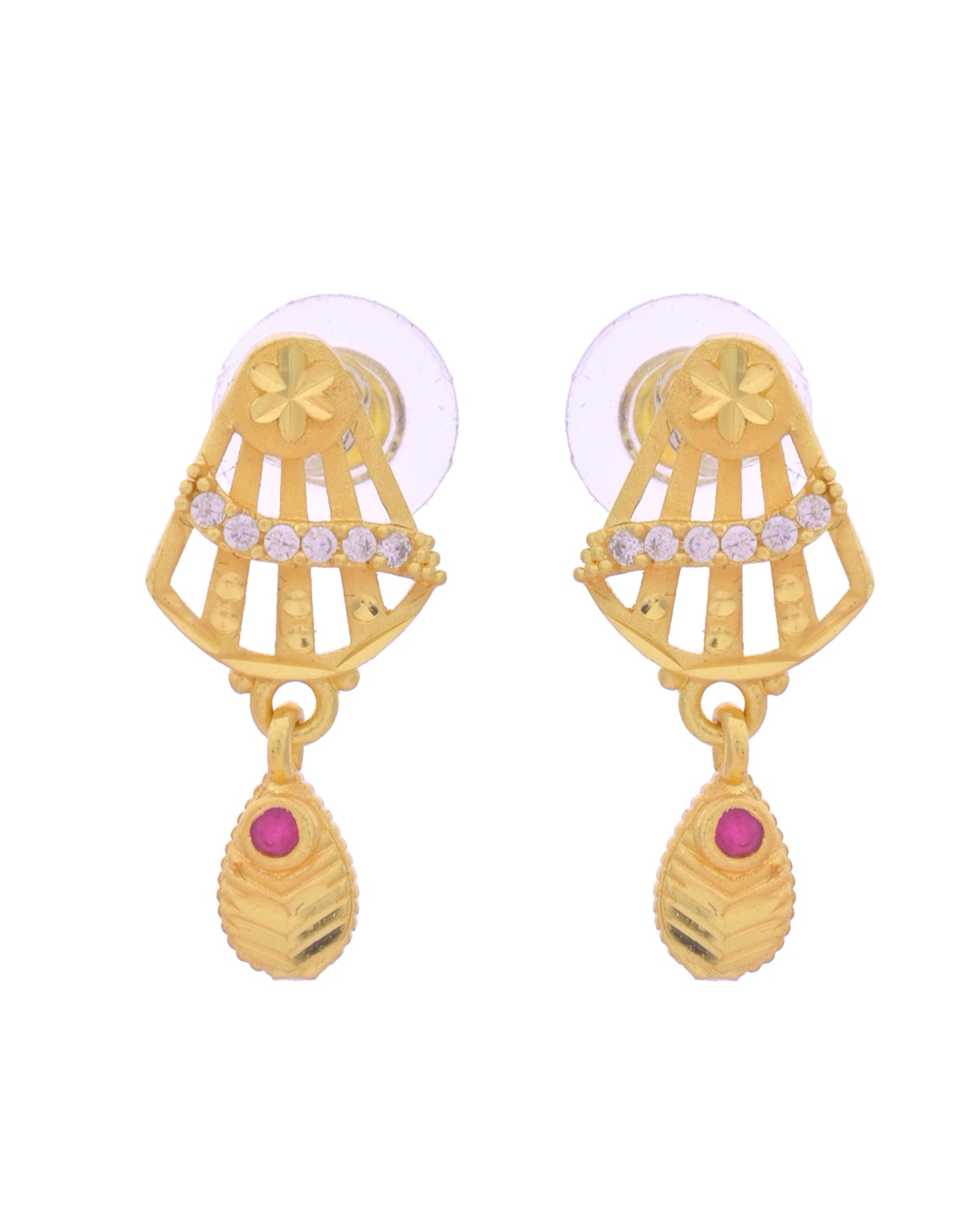VOJ Gold-Polished Designer Shaped AD Stone Studded Chain Set - Swadesiicart