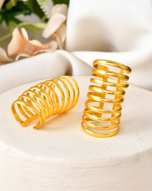 VOJ Gold Polished Circular Openable Ear Cuff - Swadesiicart