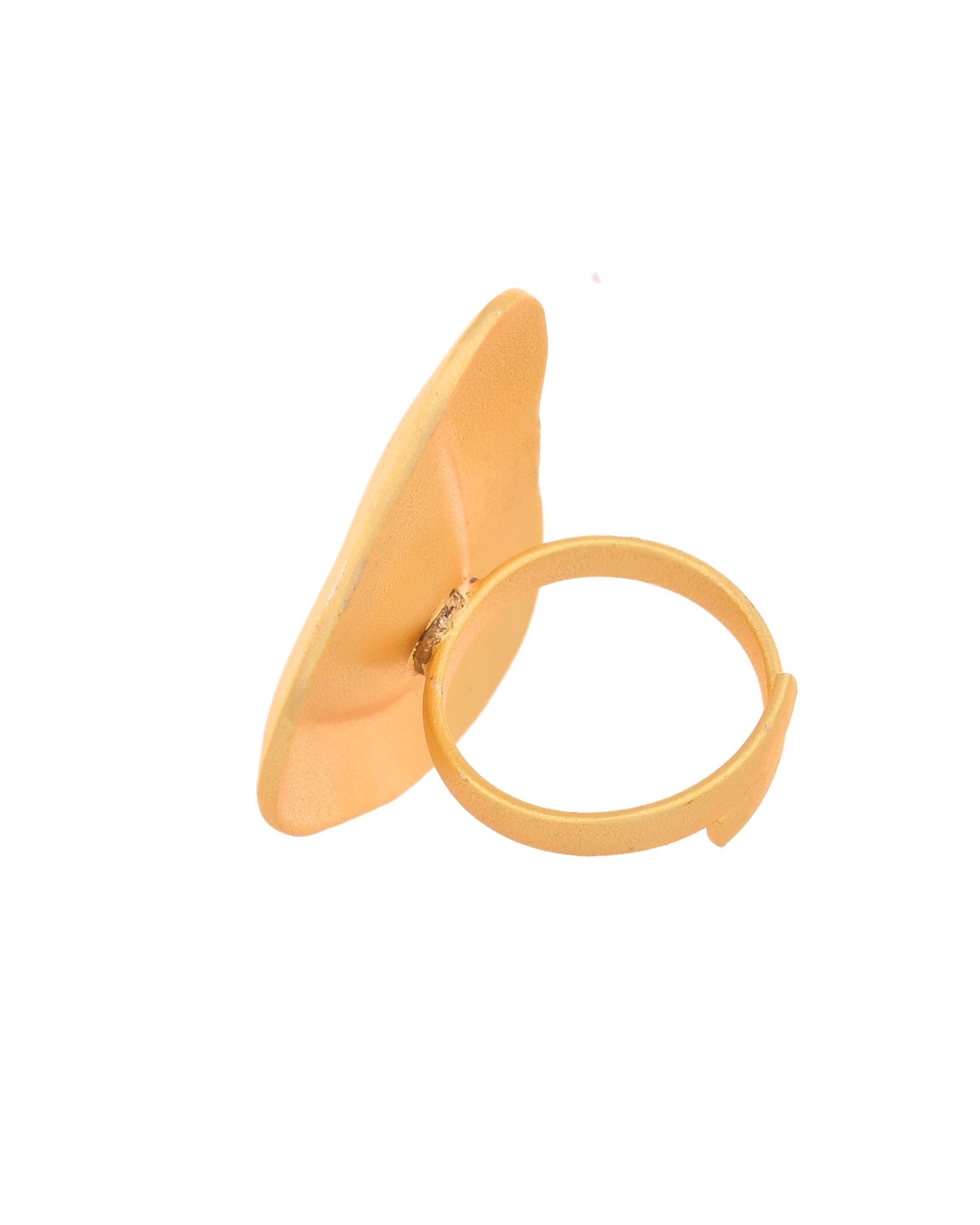 VOJ Gold Polished Geometric Shaped Big Ring | Swadesiicart