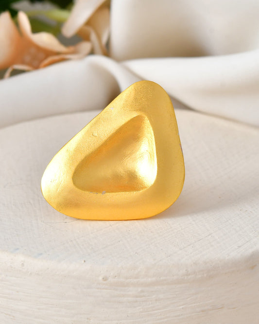 VOJ Gold Polished Geometric Shaped Big Ring | Swadesiicart