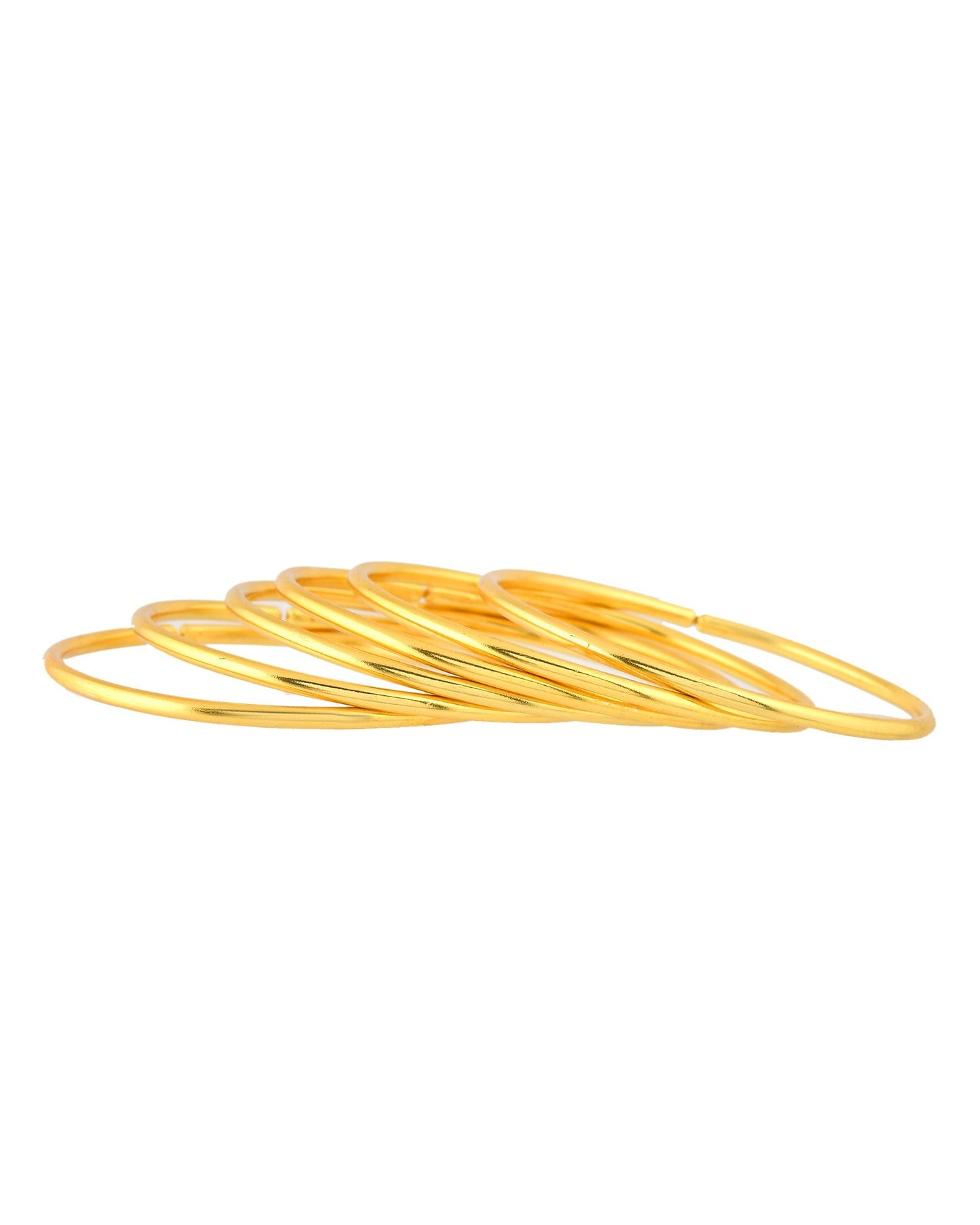 VOJ Set of 6, Gold Polished Anti Tarnish Bangles - Swadesiicart