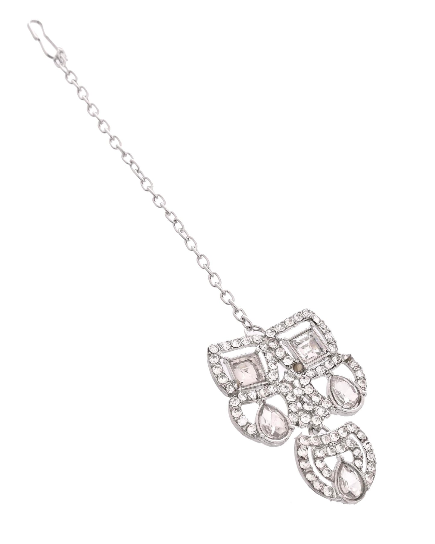VOJ Silver - Plated American Diamond Studded Jewellery Set - Swadesiicart