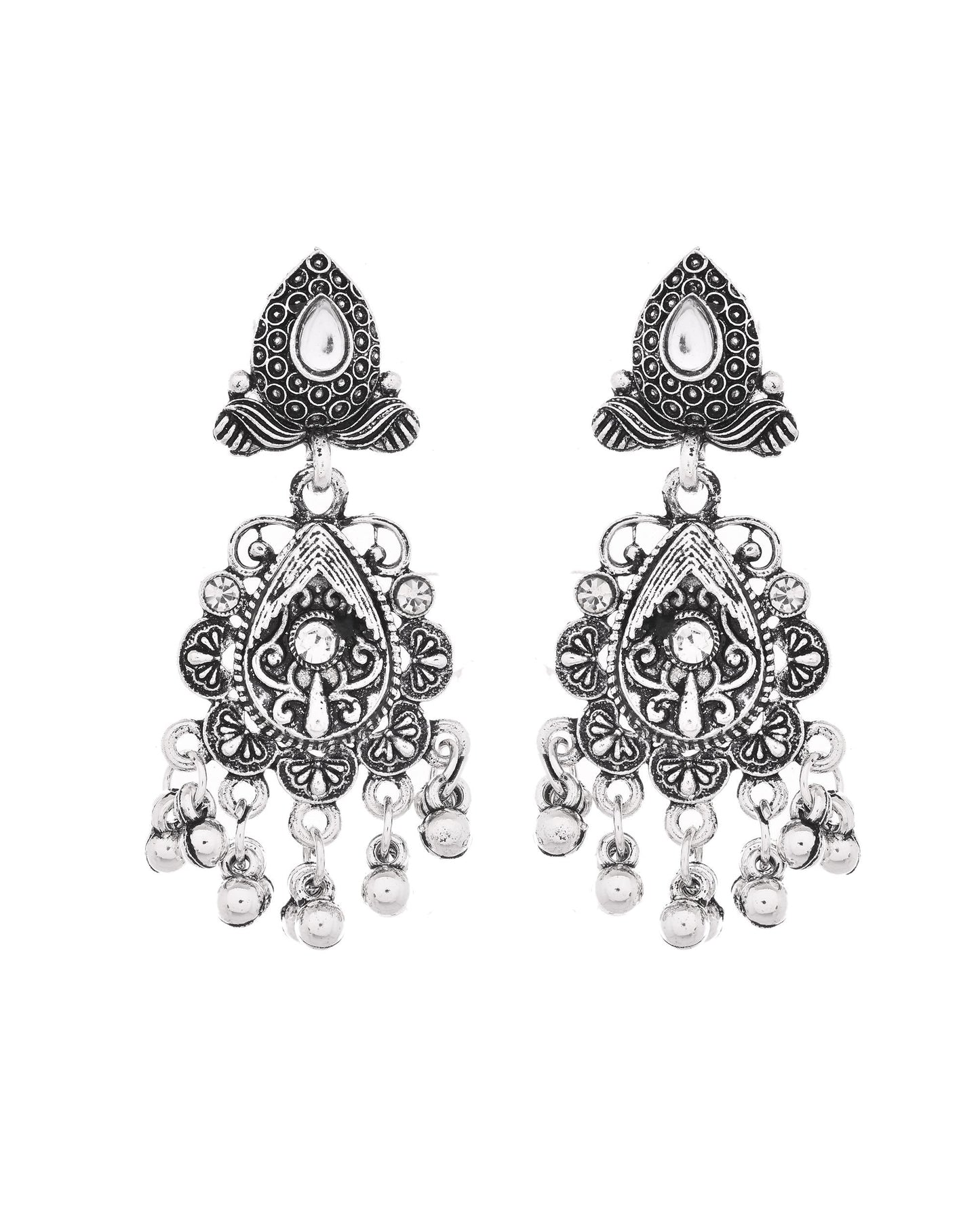 VOJ Oxidized Silver-Plated Artificial Beaded Long Jewellery Set - Swadesiicart