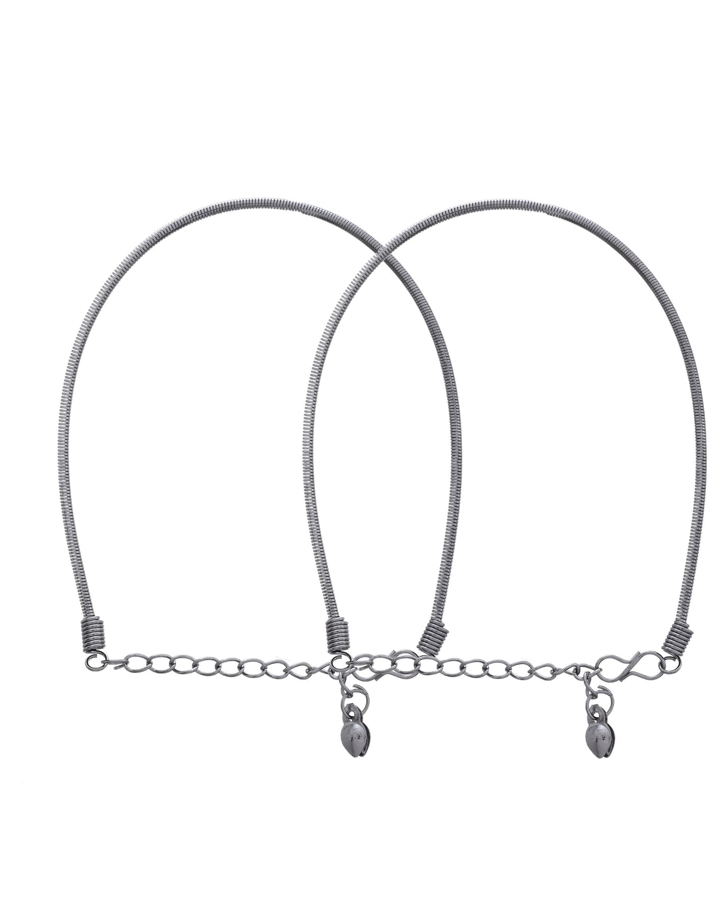 VOJ Set of 2 Rhodium Plated Snake Chain Anklet - Swadesiicart