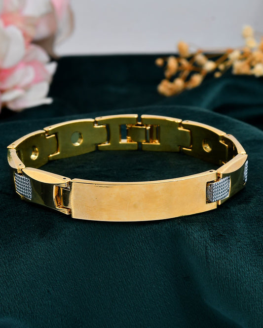VOJ Men's Dual Toned Grid Bracelet - Swadesiicart