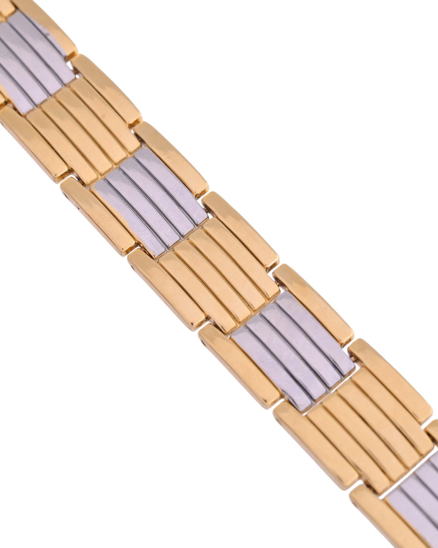 VOJ Men Silver & Gold-Toned Link Bio Energy Bracelet - Swadesiicart