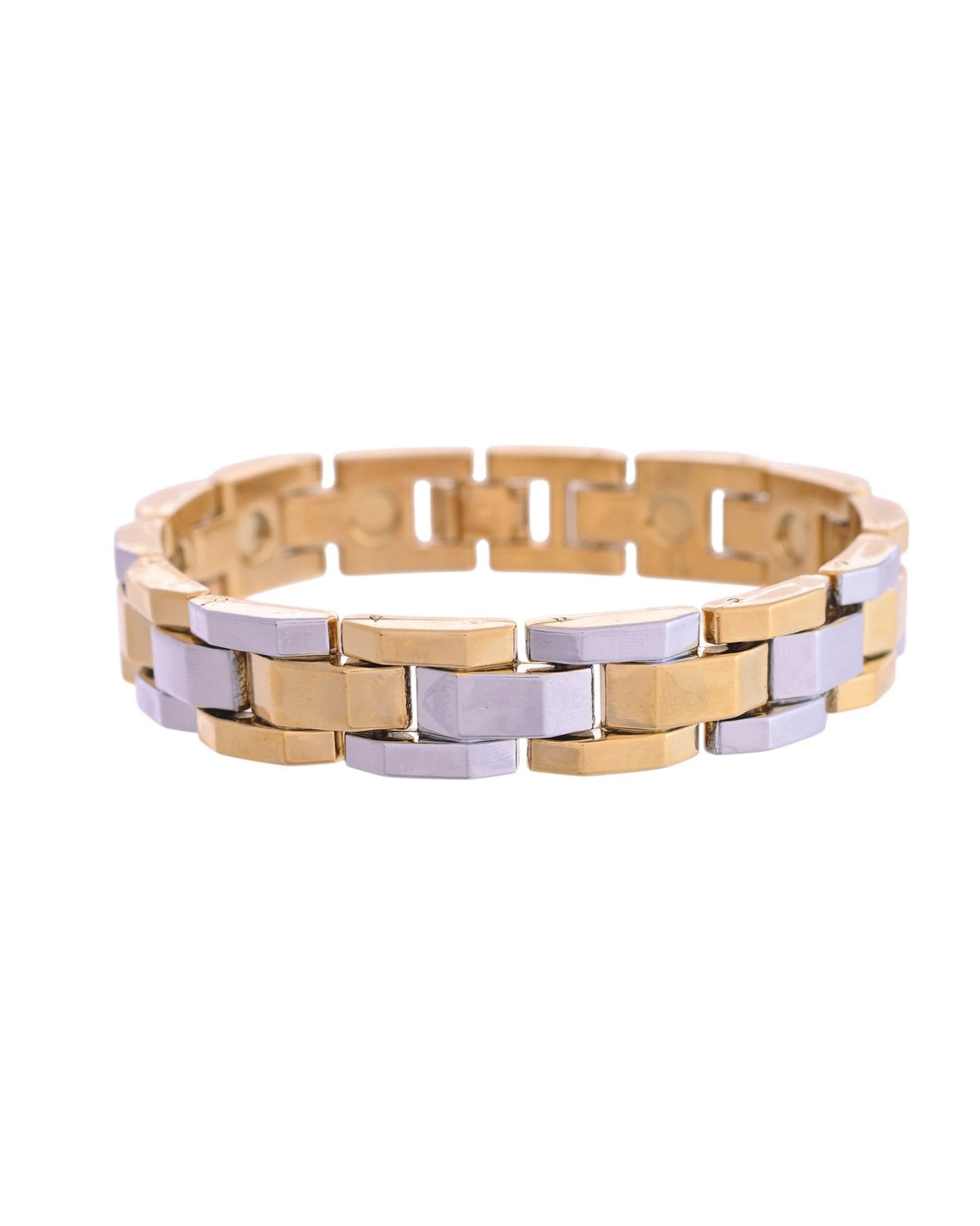 VOJ Magnetic Gold Stainless Steel Dual Color Bracelet For Men - Swadesiicart