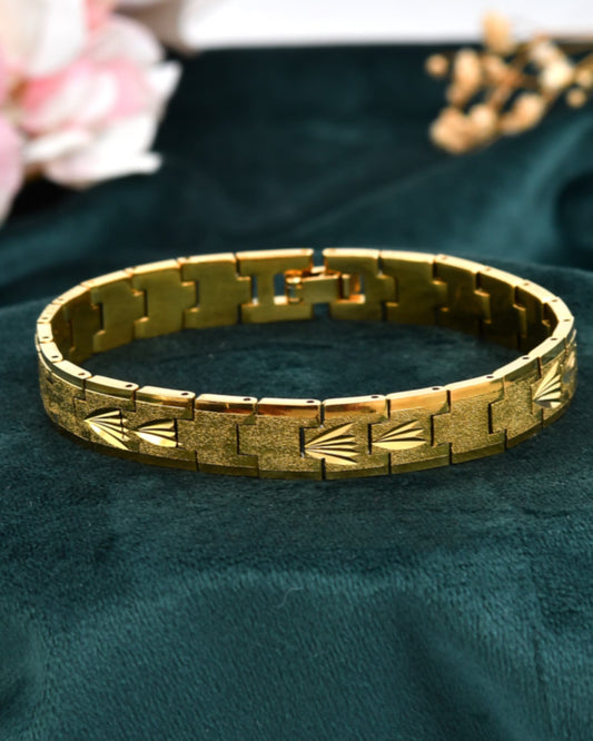 VOJ Textured Gold Polished Men's Bracelet - Swadesiicart