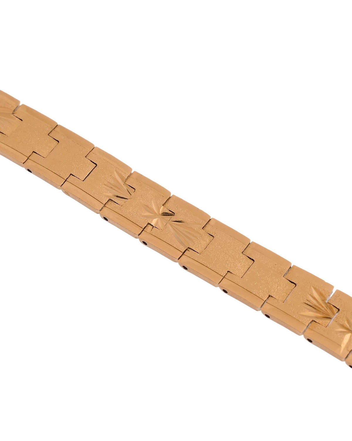VOJ Stainless Steel Men's Gold Polished Textured Bracelet
