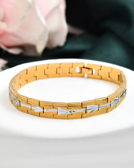 VOJ Textured Double Toned Men's Bracelet - Swadesiicart