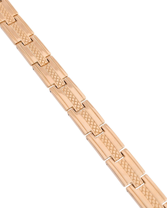 VOJ Men Gold-Toned Stainless Steel Grid Pattern Chain Bracelet - Swadesiicart