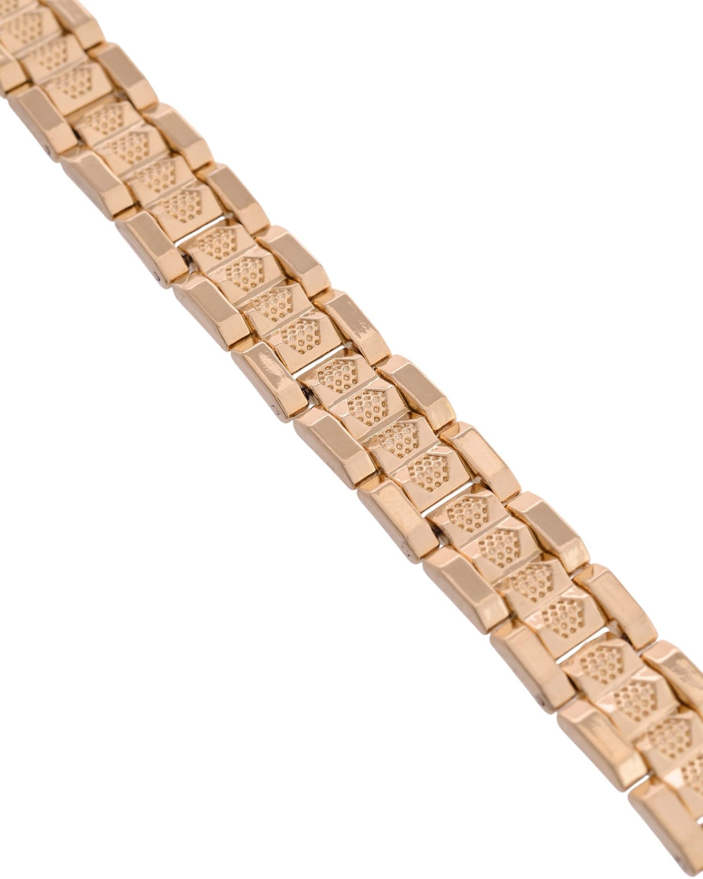 VOJ Men's Gold-Toned Textured Tungsten Steel Magnetic Bracelet - Swadesiicart