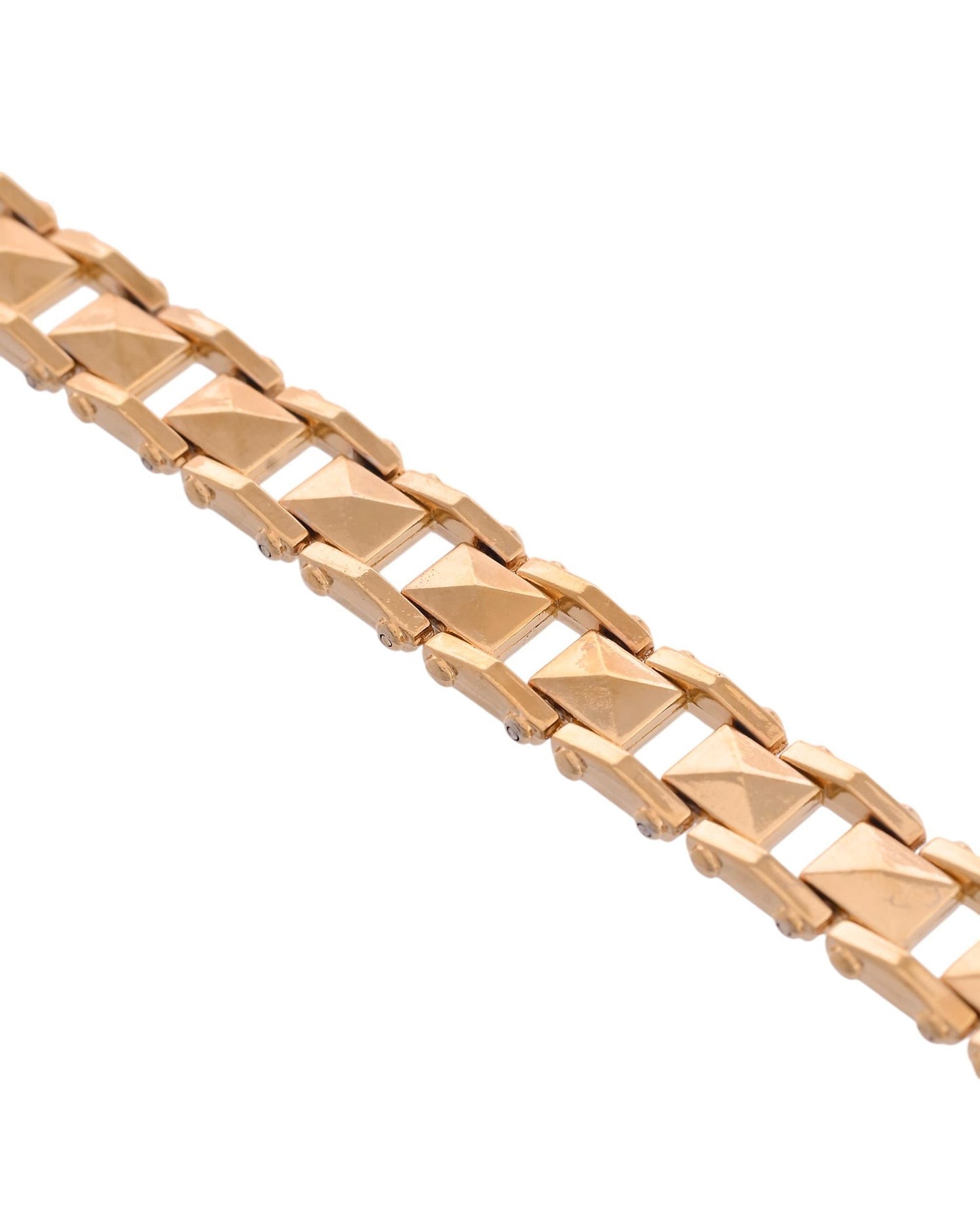 VOJ Geometric Design Gold Polished Bracelet - Swadesiicart