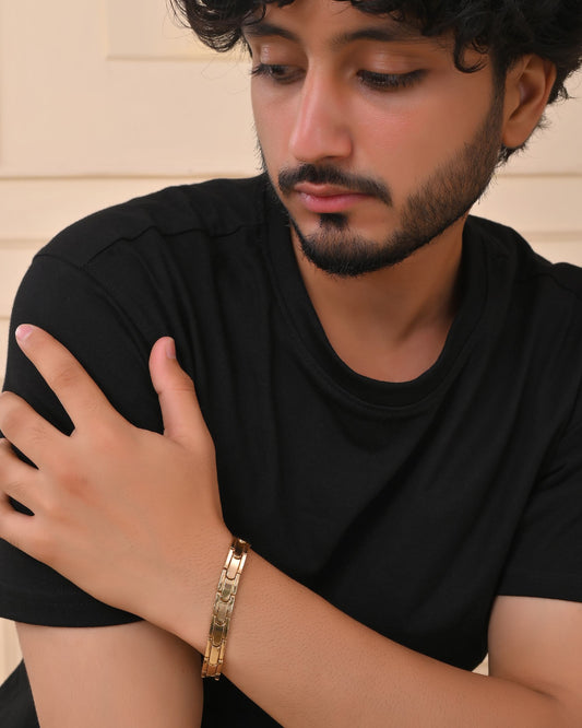 VOJ Classic Gold-Toned Stainless Steel Power Element Bracelet