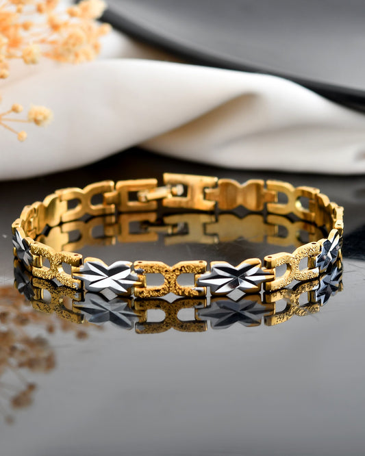 VOJ Men Gold Polished & Silver-Toned Exquisite Alloy Link Bracelet - Swadesiicart