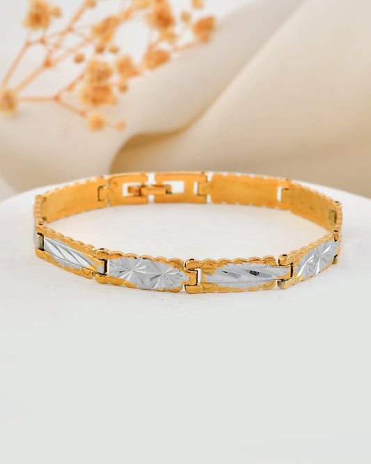 VOJ Men's Double Toned Textural Linked Bracelet - Swadesiicart