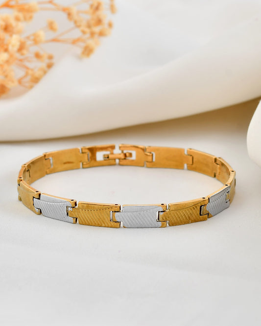 VOJ Dual Toned Alloy Bracelet For Men - Swadesiicart