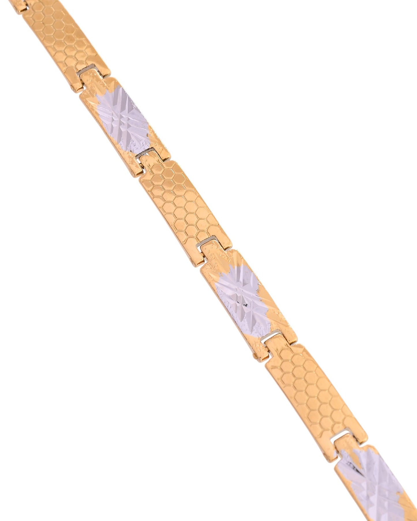 VOJ Dual Toned Alloy Textural Bracelet For Men - Swadesiicart
