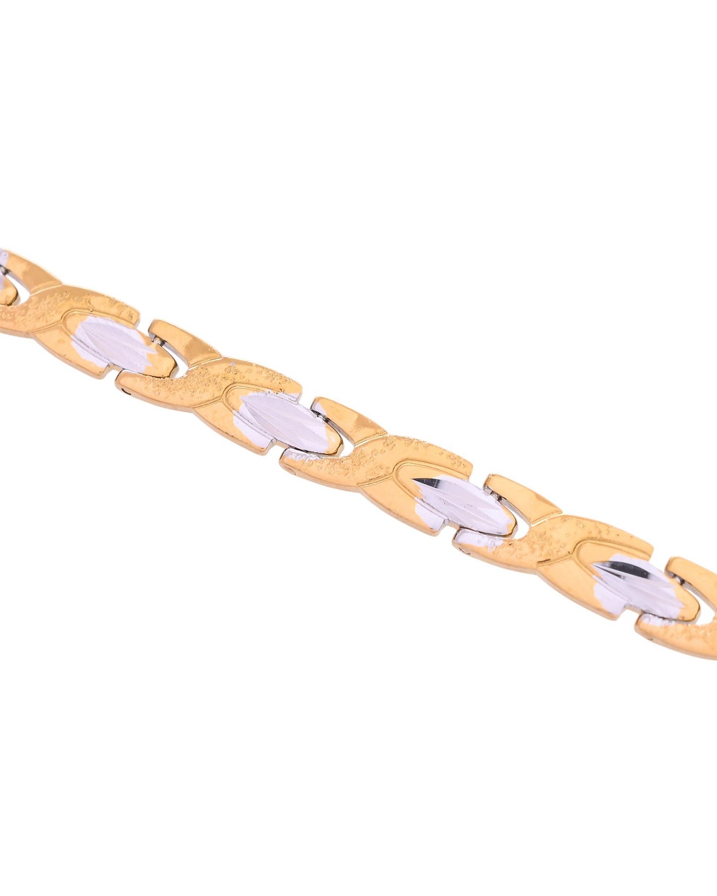 VOJ Gold And Silver Toned Stainless Steel Textural Linked Bracelet For Men - Swadesiicart
