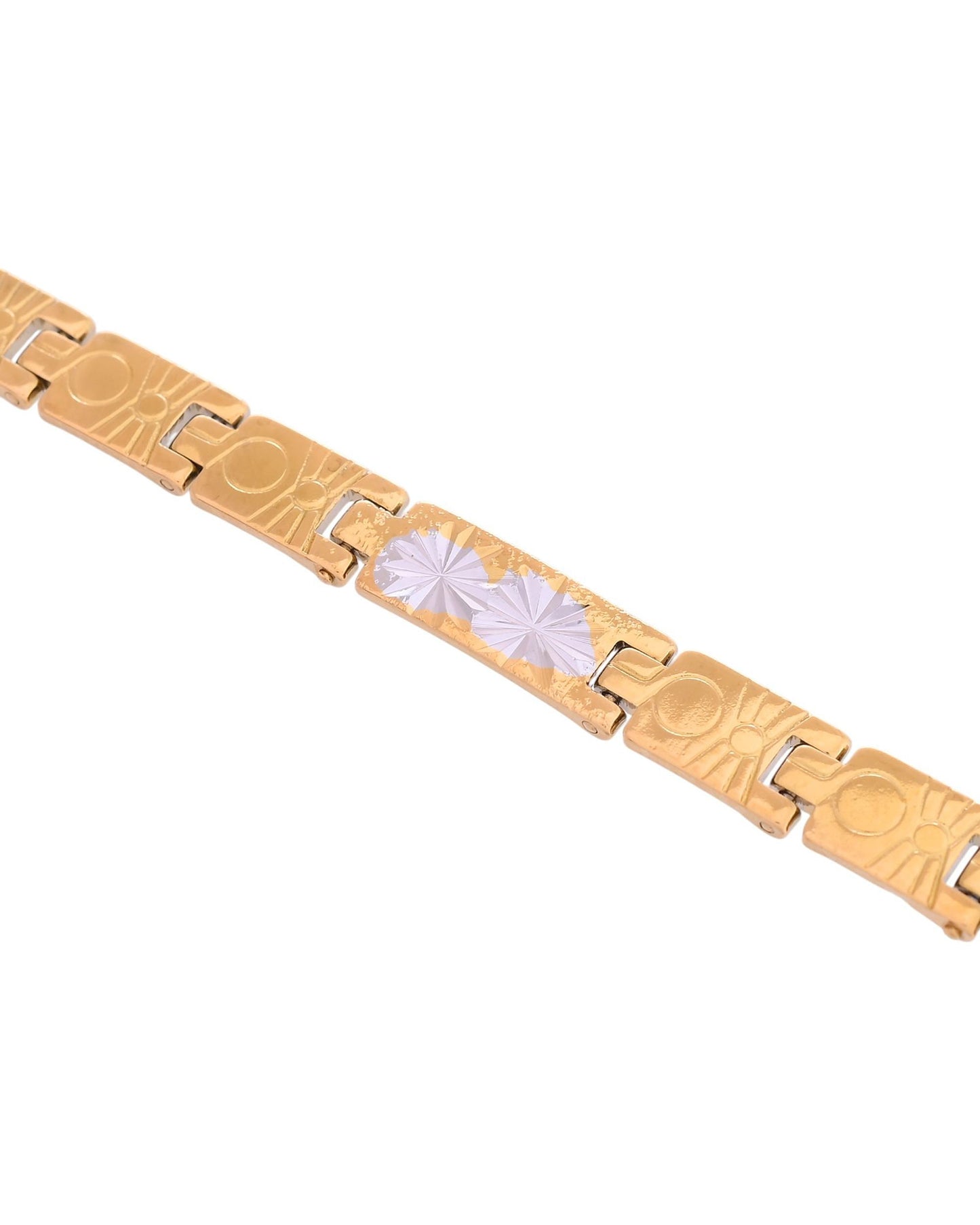 VOJ Gold And Silver Toned Stainless Steel Linked Bracelet For Men - Swadesiicart