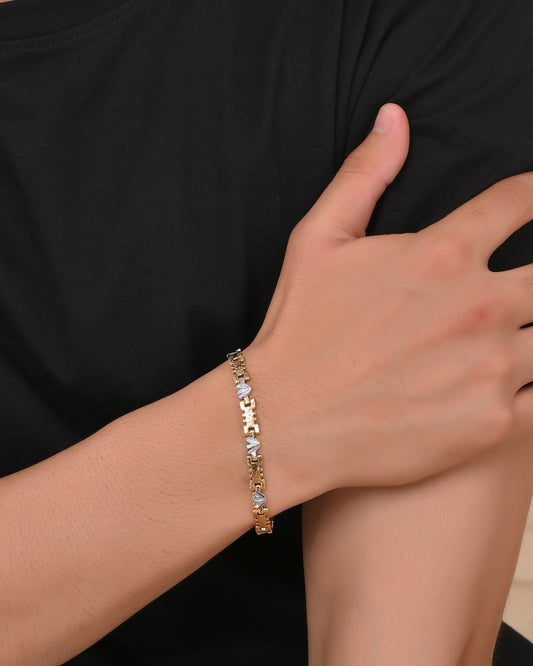 VOJ Gold And Silver Toned Stainless Steel Designer Bracelet For Men - Swadesiicart