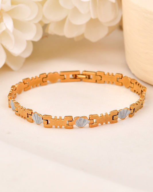 VOJ Gold And Silver Toned Stainless Steel Designer Bracelet For Men - Swadesiicart