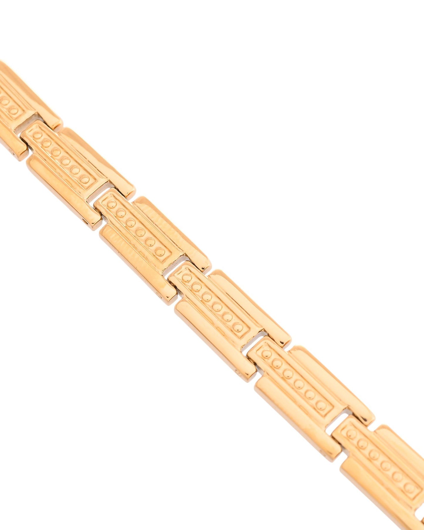 VOJ Men Gold Polished Textural Link Bracelet - Swadesiicart
