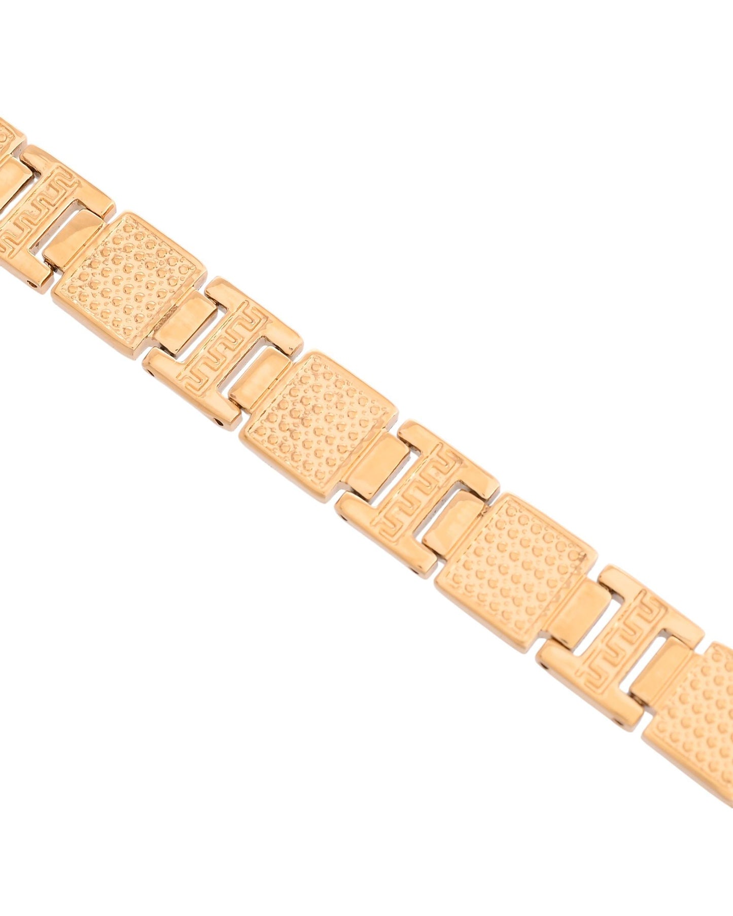 VOJ Men Gold-Toned Stainless Steel Textured Chain Bracelet - Swadesiicart