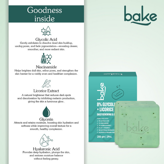 Bake 8% Glycolic Acid Scrub Treatment Soap | Swadesiicart