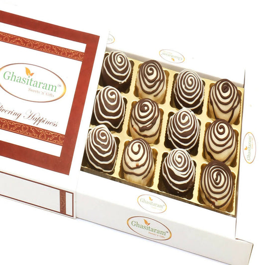 Ghasitaram Chocolate Galaxy Cashew Laddoos In White Box | Swadesiicart