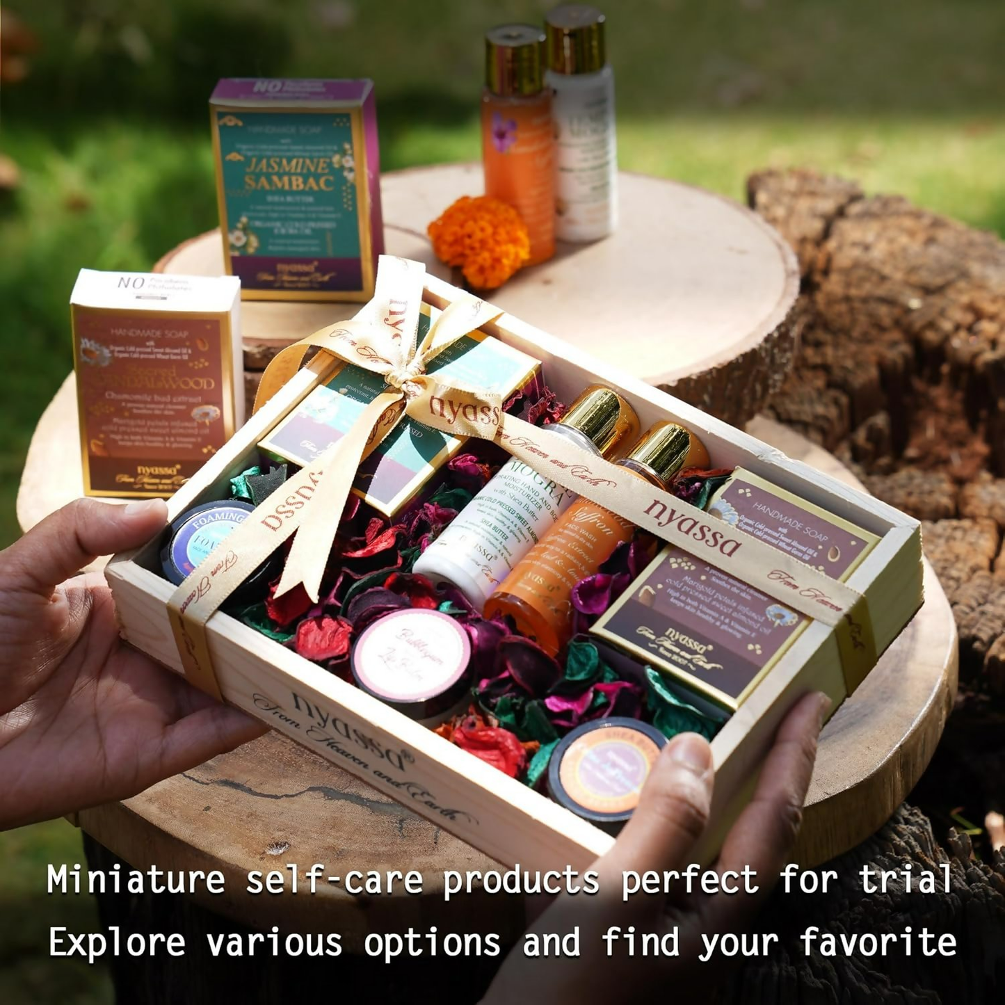 Nyassa Premium Bath and Body Treats Wooden Gift Set - Swadesiicart