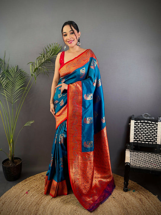 Joban Fashion Pink Peacock Banarasi Silk Sarees | Swadesiicart