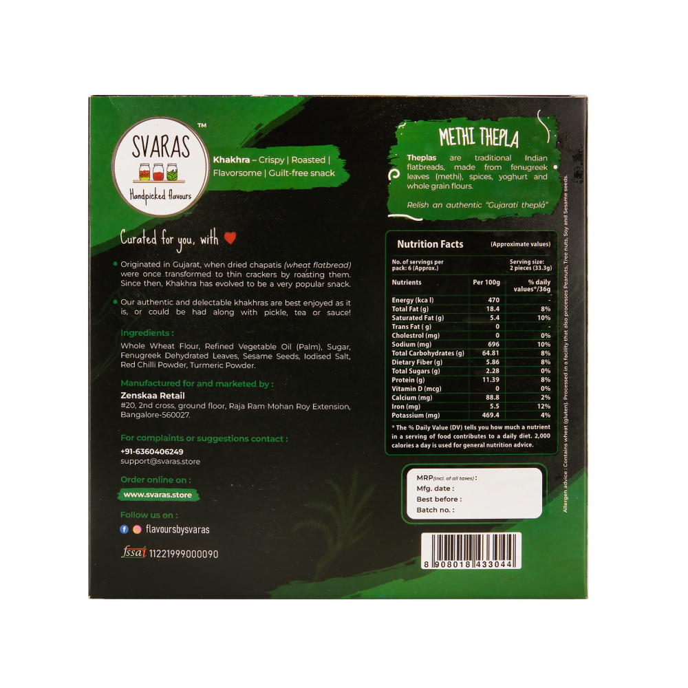 Svaras Methi Thepla Khakhra - Swadesiicart