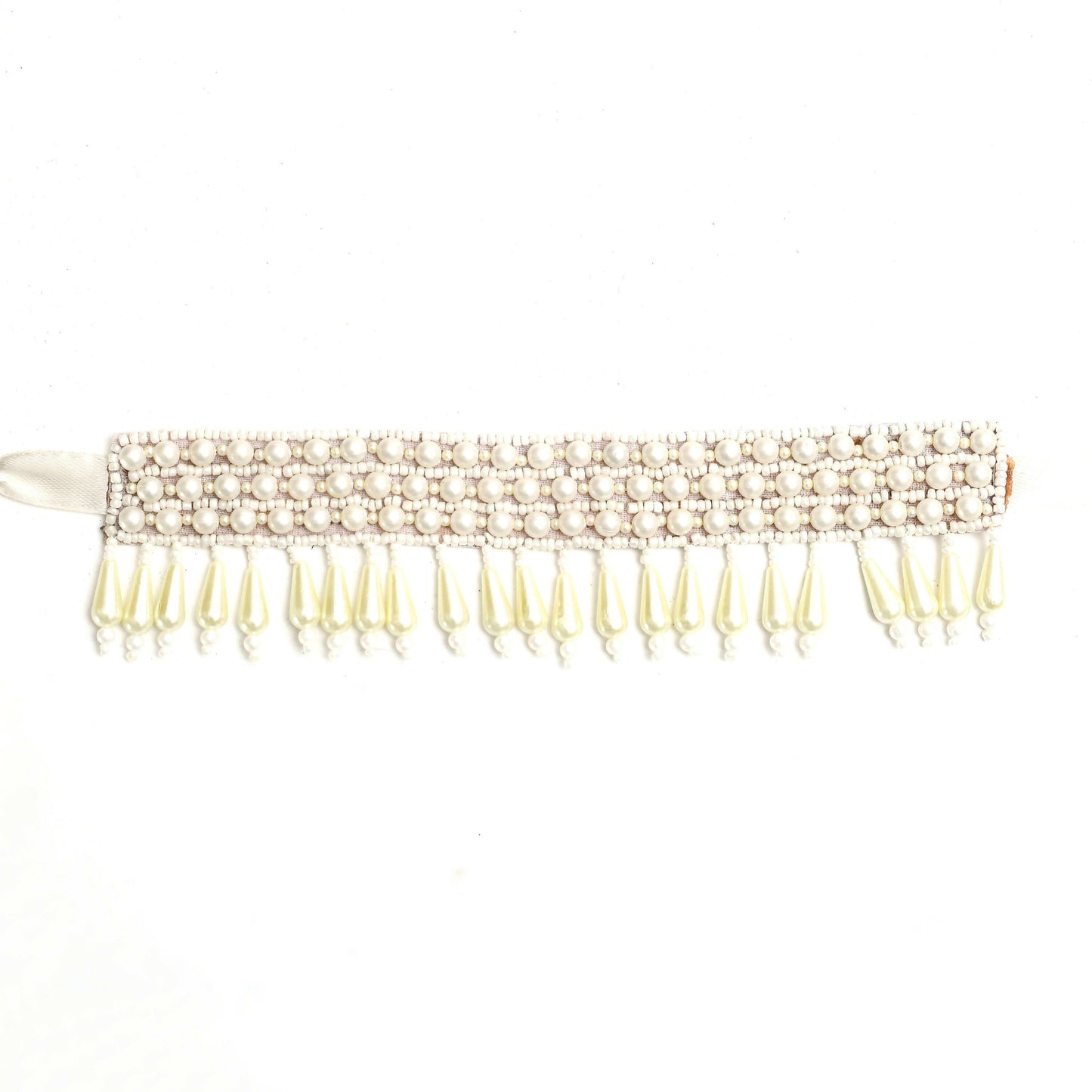 Mominos Fashion Johar Kamal Off White Handicraft Pearls Necklace with Earrings For Women - Swadesiicart