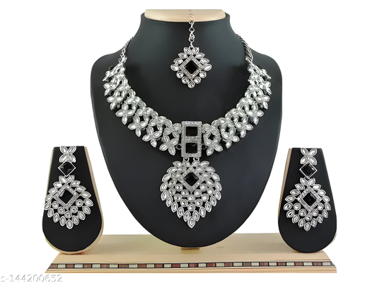 Jewel City Exquisite Crystal Flower Necklace Set | Swadesiicart