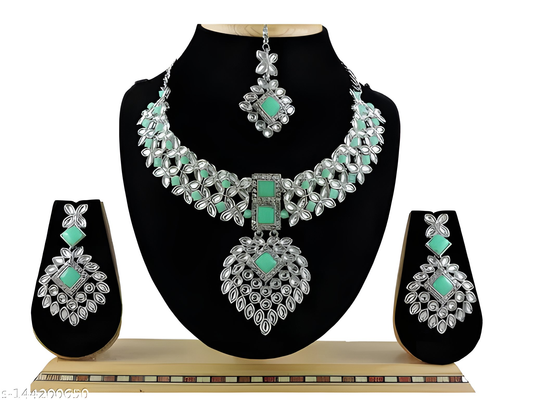 Jewel City Exquisite Crystal Flower Necklace Set | Swadesiicart