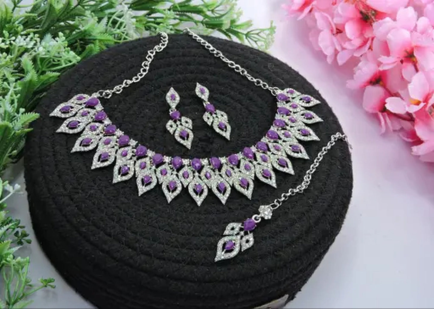 Jewel City Elegant Purple Gemstone Jewelry Set | Swadesiicart