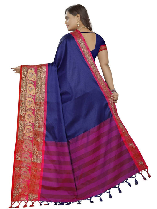 Vamika Banarasi Silk Royal Blue Weaving Saree | Swadesiicart