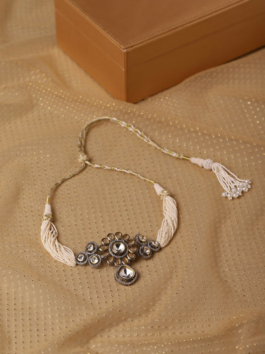 Flower Kundan Choker with Pearls- Ruby Raang | Swadesiicart