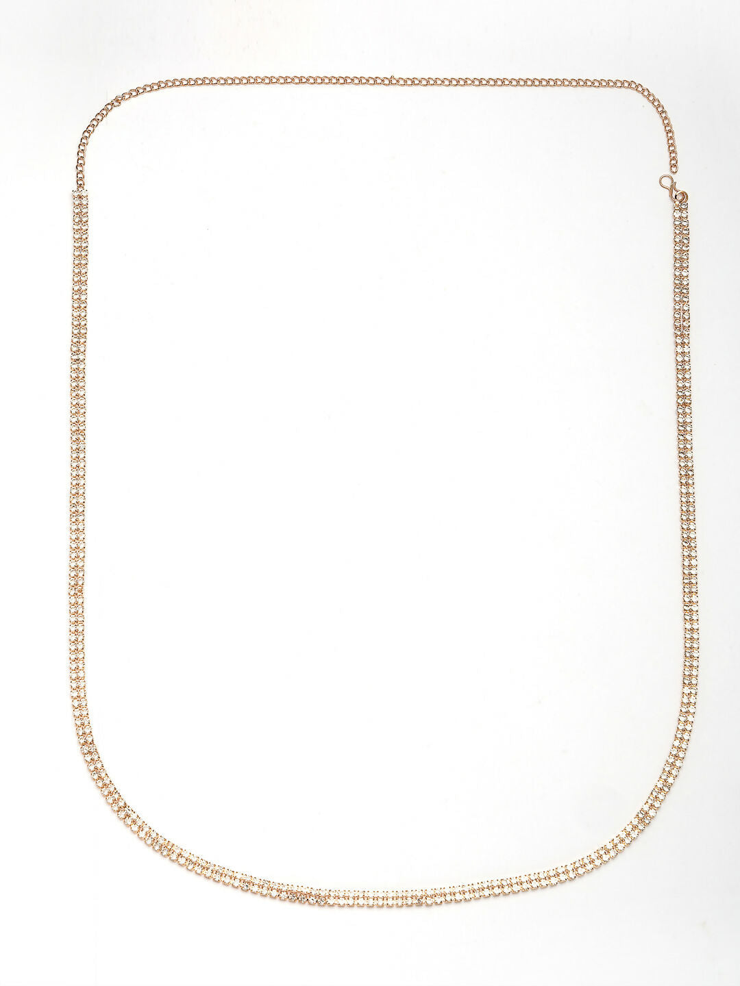 NVR Women's Rose Gold-Polished AD-Studded Double Layered Kamarbandh Waist Chain | Swadesiicart