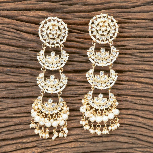 Joban Fashion Women Kundan Pearl Golden White Earrings