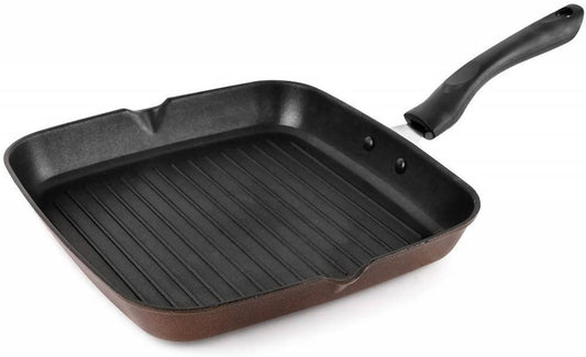 Cello Aluminium Non Stick Grill Pan Square Black - Swadesiicart