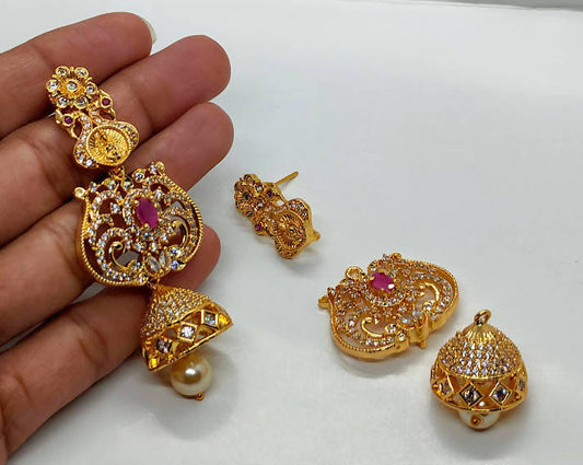 Designer Temple 4 in 1 Earrings | Swadesiicart