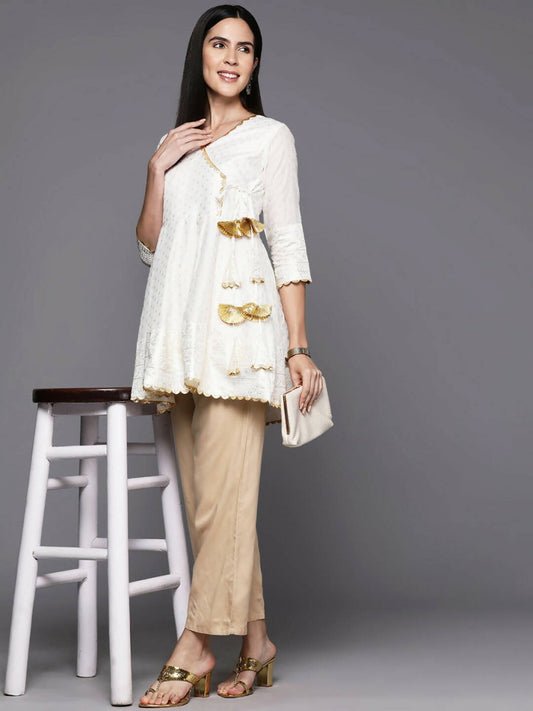 Ahalyaa Women's Traditional wear Tunic - Off-White | Swadesiicart