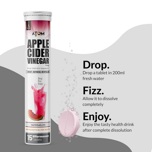 As-It-Is Atom Apple Cider Vinegar Effervescent Tablets Water Melon Flavor For Weight Loss | Swadesiicart