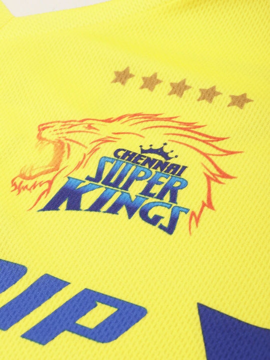 playR Men Sports Printed Polo Collar Dri-FIT CSK Fan 7 Dhoni T-shirt IPL, T20 | Swadesiicart