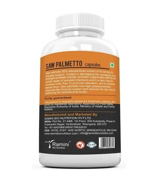 Ramini Bio Nutrition Saw Palmetto 500mg Veg Capsules - Swadesiicart