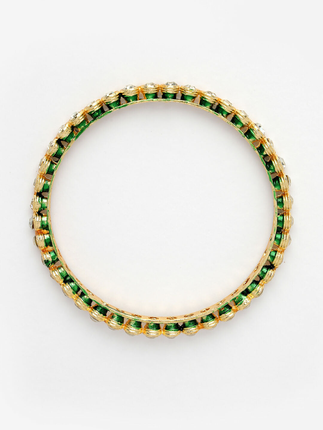 NVR Women's Set Of 4 Gold-Polished Kundan-Studded Traditional Bangles - Swadesiicart